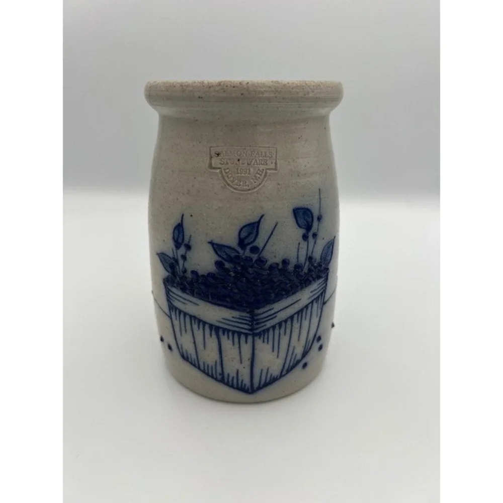 Salmon Falls Stoneware 1991 Blueberry Basket Salt Glazed Pottery Crock Dover NH